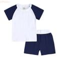 thumbnail image 1 of LYHaoo Toddler Kids Baby Boys Girls 2 Piece Tracksuit Summer Outfits Color Block Short Sleeve T Shirt With Shorts Set Boys Clothing Sets Sizes (11-12 Years), 1 of 6