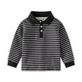 thumbnail image 1 of LYHaoo Toddler Kids Baby Boys Girls Long Sleeve Striped Shirt Tops Fall Kids Clothes Summer Basic Sizes 18-24 Months Black, 1 of 3