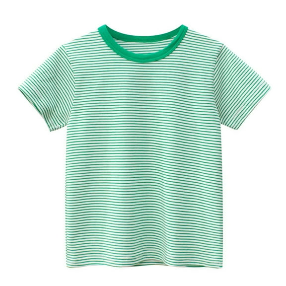LYHaoo Toddler Kids Baby Boys Girls Striped Short Sleeve Crewneck T Shirts Tops Tee Clothes For Children Basic Comfort Tees Sizes 2-3 Years Green