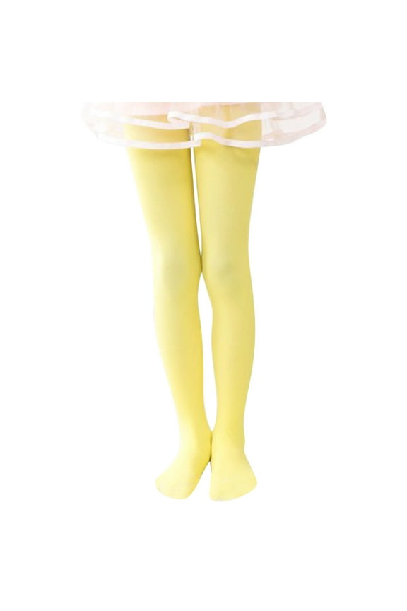 Toddler Kids Baby Girls Cotton Leggings Pantihose Stretchy Basic Full Length Ballet Dance Pants Pantyhose For Spring Summer Stocking Cute Long Pants Sizes 12-24 Months Yellow