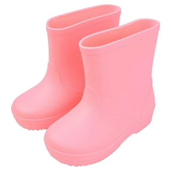 LYHaoo Toddler Rain Boots Girls Baby Kids Shoes Boys Rain Boots Lightweight Adorable Cute Solid Rubber Mud Boots Sizes 8.5 Pink(Little Kid)