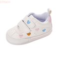 thumbnail image 1 of LYHaoo Toddlers Girls Slip On Sneakers Cute Printed Wide Toe Hook and Loops Barefoot Shoes for School Walking,White,Sizes 4(4.33") Toddler, 1 of 7