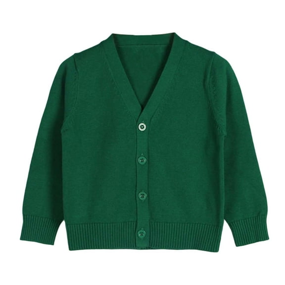 LYHaoo Unisex Boys Girls Cardigans Sweater V-Neck Long Sleeve School Uniforms Button Knit Tops 6-7 Years(Green)