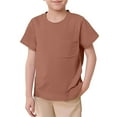 thumbnail image 1 of LYHaoo Unisex Kid's Boys Girls Basic Short Sleeve Solid Color T Shirts Pocket Tee Crew Neck Shirt Classic Fit Sizes 3-4 Years Brown, 1 of 4