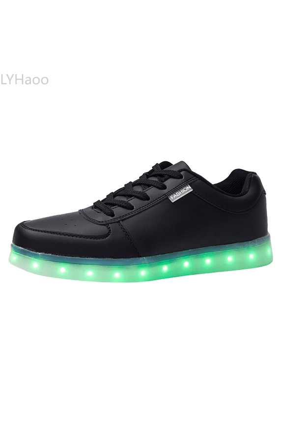 Unisex LED Light Shoes High Top Light Flashing Trainers USB Charging Shoes For Children Sizes 12.5 Little Kid Black(6-7 Years)