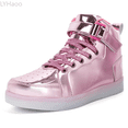 thumbnail image 1 of LYHaoo Unisex LED Light Shoes High Top Light Flashing Trainers USB Charging Shoes For Children Sizes 2 Bid Kid Pink(10-10.5 Years), 1 of 6