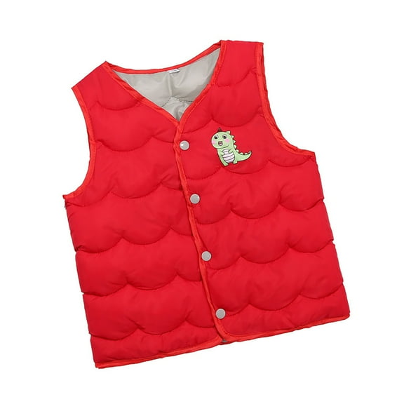 LYHaoo Vest For Kids Boys Girls Lightweight Warm Vest Sleeveless Button Infant Casual Fall Winter Clothes Sizes 3-4 Years Red(Little Kid)