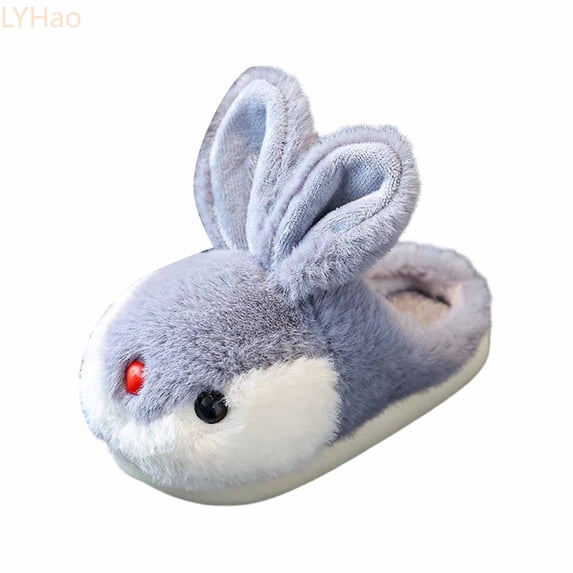 LYHaoo Warm Cartoon Rabbit Slippers For Kids Cozy Winter Indoor Footwear For Girls And Boys With Slip Design Sizes 12.5 Little Kid 6-7 Years
