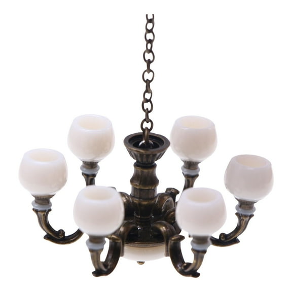 LYINGF 1/12 Miniature Dollhouse Chandelier Lighting - Hanging Ceiling Decor for Model House DIY Crafts, Detailed Victorian-Style Mini Chandeliers with Crystal Bead Decor