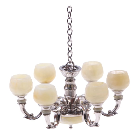LYINGF 1/12 Miniature Dollhouse Chandelier Lighting - Hanging Ceiling Decor for Model House DIY Crafts, Detailed Victorian-Style Mini Chandeliers with Crystal Bead Decor