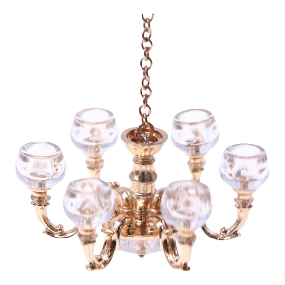 LYINGF 1/12 Miniature Dollhouse Chandelier Lighting - Hanging Ceiling Decor for Model House DIY Crafts, Detailed Victorian-Style Mini Chandeliers with Crystal Bead Decor