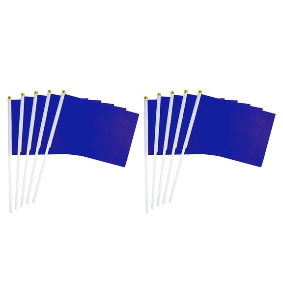 LYINGF 10PCS Blue Blank Hand Held Small Colored Flag Hand Waving Flag Activity Decoration Flag Sports Meeting Refueling Flag,Hand Held Small Miniature Solid Blue Blank Flags on Stick