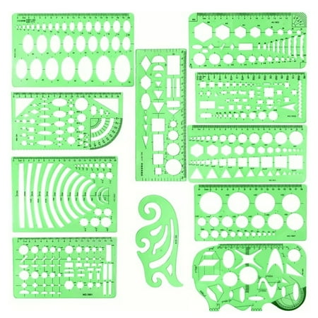LYINGF 11PCS Geometric Drawing Templates and Drafting Stencils, Portable Measuring Tools, Clear Plastic Ruler Shapes for Architecture, Studying, Designing and Building Projects ?
