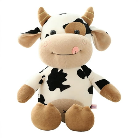 LYINGF 12" Cow Plush Toy Stuffed Animal, Soft Fluffy Hugging Pillow Doll for All Ages, Cuddly Throw Plushie Friend for Kids Adults, Birthday Valentines Gift, Plushie Cushion Decor