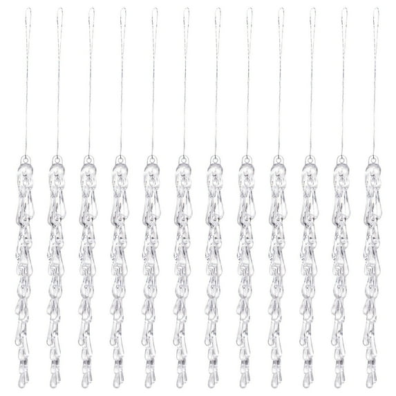LYINGF 12pcs Colorful Acrylic Icicle Christmas Ornaments Set - Hanging Ice Stick and Drop Decorations for Creating a Winter Atmosphere, Shimmering Tree and Window Display Accents