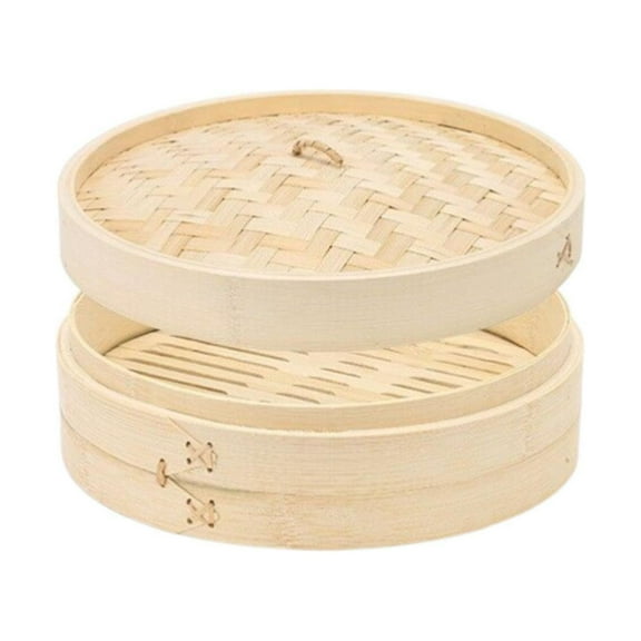 LYINGF 18cm Woven Steamer Basket, Food Cooking Container for Kitchen, Commercial and Household Use, Stackable Design for Dumplings, Vegetables, and Seafood, Pot Steamer Insert