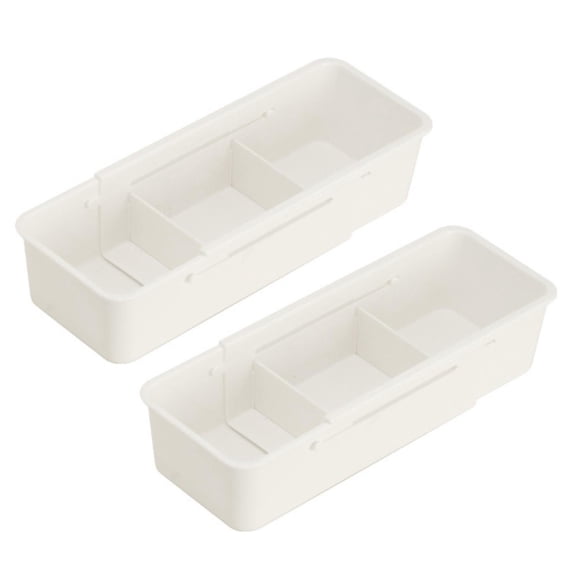 LYINGF 2-Piece Expandable Storage Drawer Organizers, Adjustable Sliding Drawer Bins with Removable Dividers, Deep Kitchen Drawer Organizer for Utensils, Cutlery, and Kitchenware, Space Saver