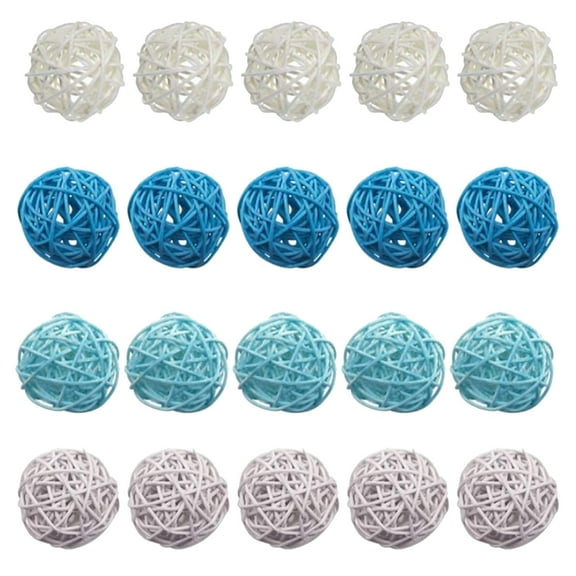LYINGF 24Pcs 2in Rattan Balls, Natural Indonesian Woven Decorative Balls for Pet Toys, Kindergarten Classroom Window Decor, Shooting Games Props, Boho Home Wall Hanging Ornaments