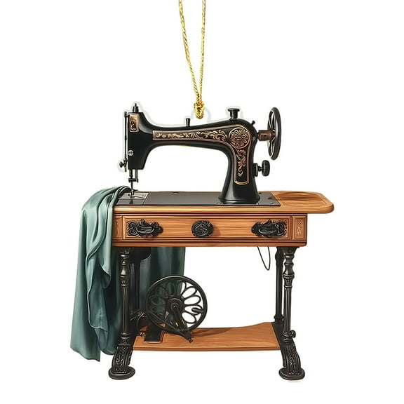 LYINGF 2D Sewing Machine Acrylic Keychain, Cute and Detailed Car Interior Charm or Decorative Pendant for Keyrings, Perfect Gift for Tailors, Fashion Designers, and Sewing Craft Lovers