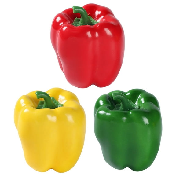 LYINGF 3 Pack Bell Pepper Models Realistic Vegetable Replicas Red Green Yellow Positive Energy Decor Home Display Vibrant Kitchen Accent Pieces Naturalistic Decorations Set