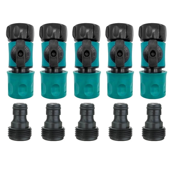LYINGF 5 PCS Premium Garden Hose Quick Connect Kit,Plastic Garden Hose Quick Connect Adapters with Shutoff Valve Male and Female Flow Control, Secure Twist-Lock Design 