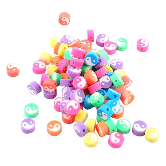 LYINGF 50 Pcs Colorful Tai Chi Yin and Yang Loose Spacer Beads, Mixed Charms Beads, Colorful Ying Yang Polymer Clay Spacer Beads, for Women Jewelry Making, DIY Bracelet, Necklace, Hair Clip, Beads