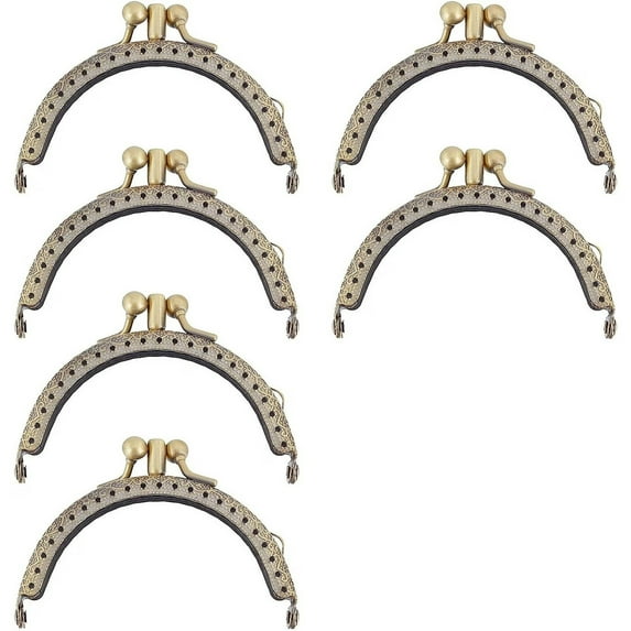 LYINGF 6pcs Metal Frame Wallet with Kiss Lock Closure, Coin Purse Frame for DIY Sewing Crafts, Handbag Handle Repair Kit for Making Coin Bags, Keychains, Vintage Style Metal Hardware