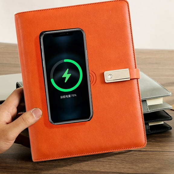LYINGF A5 Notebook with Built-In Wireless Charging and USB Drive, Replaceable Paper Notebook That Can Both Write and Charge, Personalized Notebook for Work, Travel, Business, Gift, Office