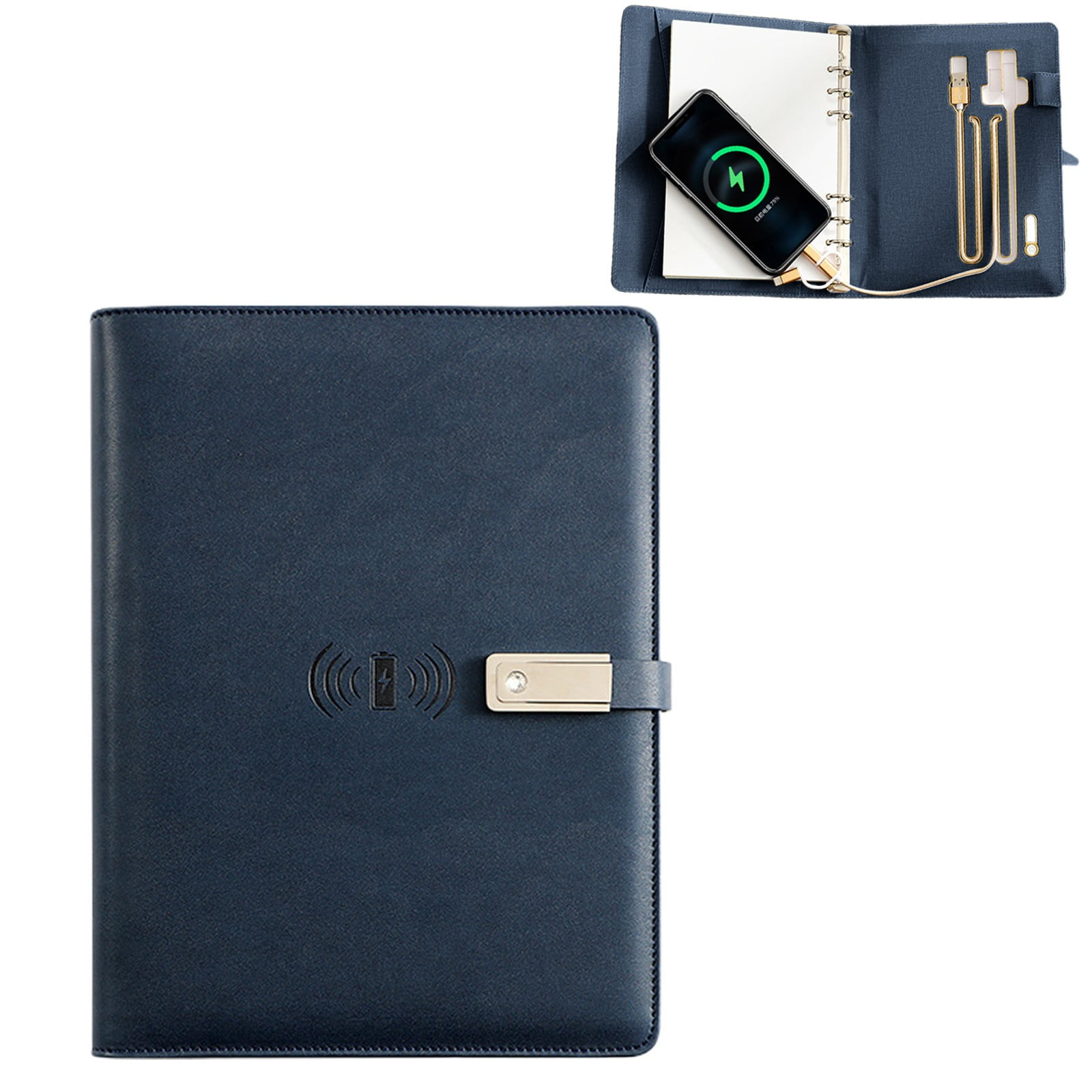 LYINGF A5 Notebook with Built-In Wireless Charging and USB Drive, Replaceable Paper Notebook That Can Both Write and Charge, Personalized Notebook for Work, Travel, Business, Gift, Office