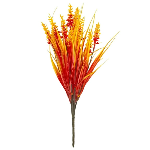 LYINGF Artificial Plants Flowers for Outdoors and Fall Decor, Realistic Fall Leaves and Faux Lavender Flowers for Autumn Decoration, UV Resistant No Fade Shrubs and Planter for Porch Seasonal Decor