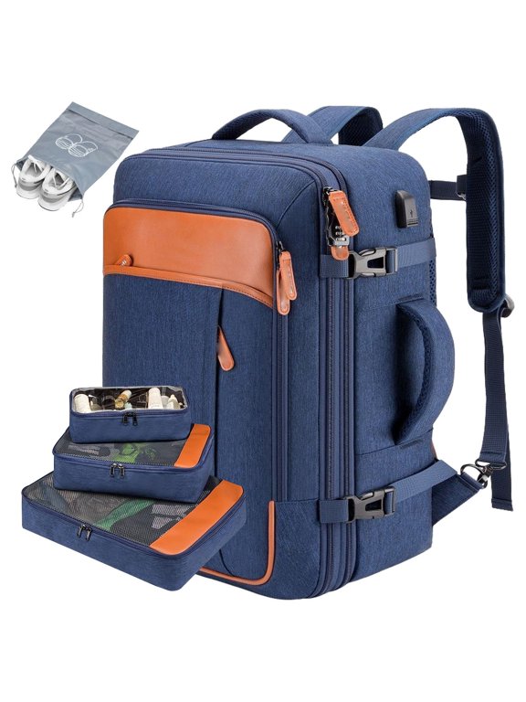 Backpack for Men, Women, Carry On Backpack Flight 40L Anti Theft Backpack with Packing Cubes and Shoe Pocket, Personal Item Bag Fits Laptop for Airplanes, Water Resistant Daypack, Travel