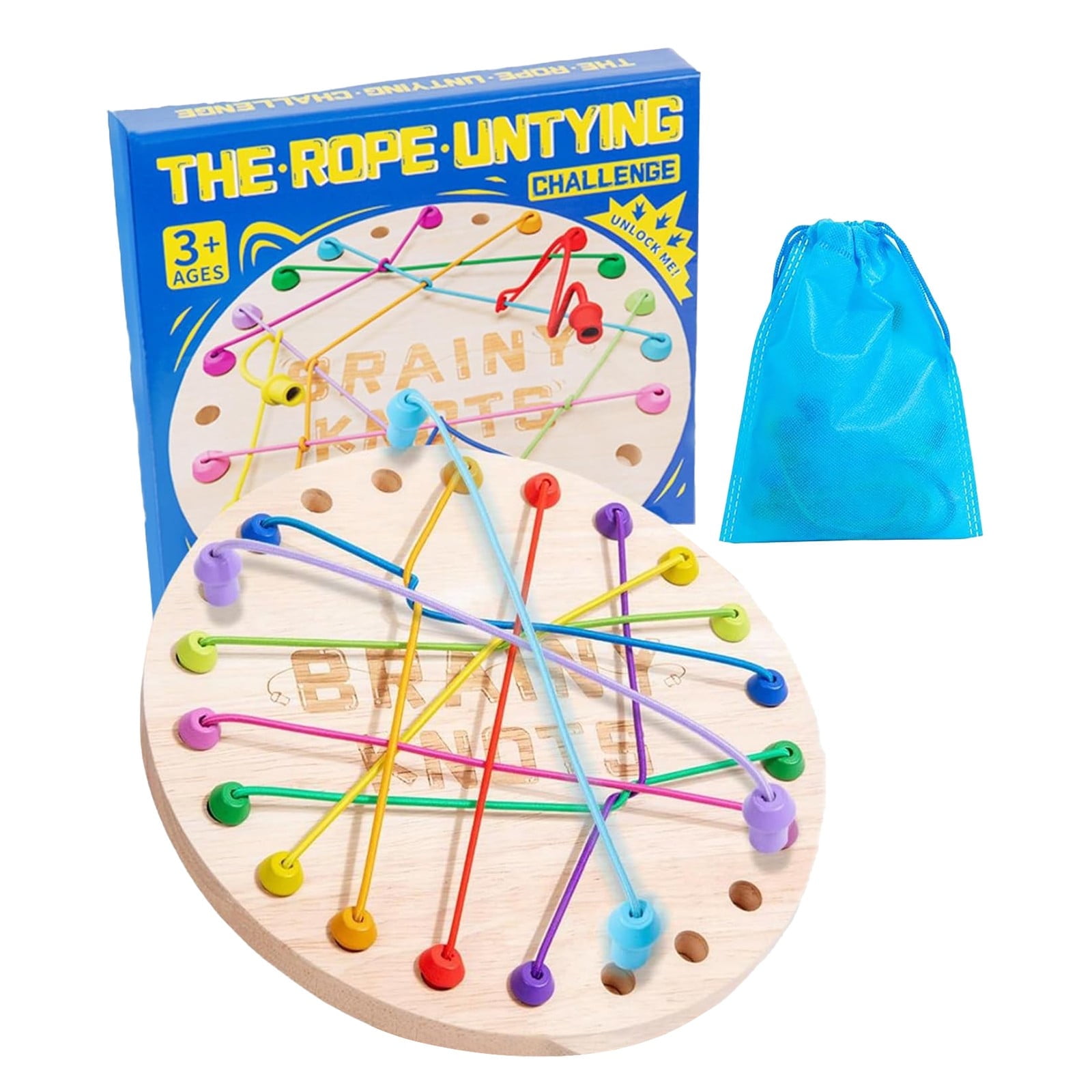 Brainy Knots Gioco Rompicapo Con Corde - Puzzle Di Logica E Strategia Per Bambini E Adulti - 10 Corde Colorate, 3 Livelli Di Difficoltà - 2