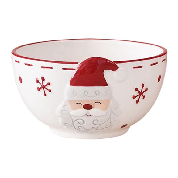 LYINGF Ceramic Snowman Bowl, Multi-Use Tableware for Dipping Sauces, Desserts, Candy, Fruit, Ice Cream, Cereal, or French Fries, Festive Christmas Themed Serving Bowl for Holiday Parties