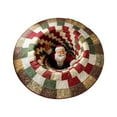 thumbnail image 1 of LYINGF Christmas 3D Rug - Santa and Gnome Quilted Round Mat with Optical Illusion, Decorative Area Rug for Living Room, Holiday Decor Featuring Skeleton and Dog Pattern, 1 of 4