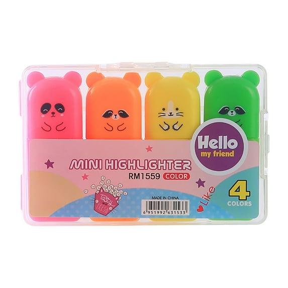 LYINGF Color Highlighter, 4 Colors Available Color Marker Pen Set, 10ml Highlighters Assorted Colors Pack of Highlighters 1ml, Highlighters, Smear and Bleed Resistant, Long-Lasting and Won't Dry Out