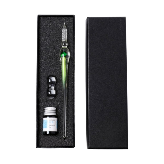 LYINGF Complete 1ml Calligraphy Glass Dip Pen Set with Assorted Colored Inks, Includes Pen Holder for Artistic Writing, Signatures, Drawing, Decoration, and Calligraphy Projects