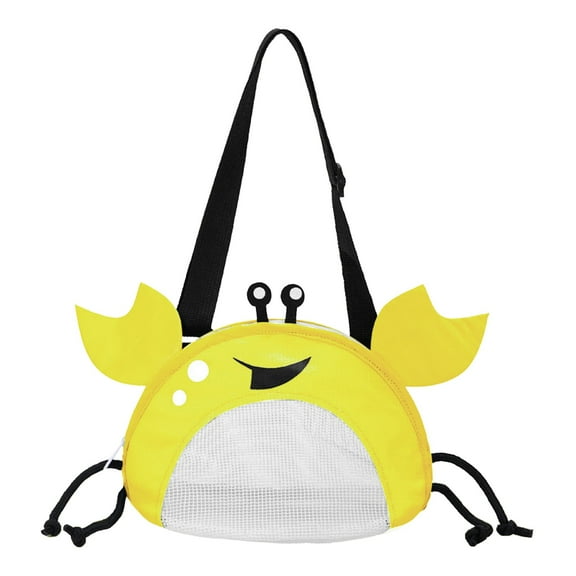 LYINGF Crab Shaped Mesh Beach Bag, Shell Collecting Bag with Shovel and Adjustable Strap, Sand Sifter Tool for Holding Shells, Sea Pool Sand, Beach and Accessory, Fun Beach Day Essential