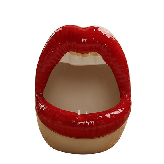 LYINGF Creative Ceramic Cigarette Ashtrays with Lips Style, Fashion Home Decorations, Ceramic Lips Ashtray Gift for Living Room, Office, Desk and Home Decor