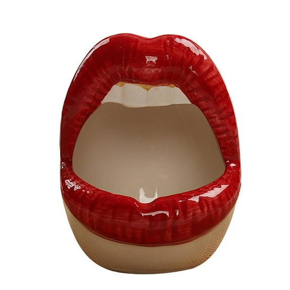 LYINGF Creative Ceramic Cigarette Ashtrays with Lips Style, Fashion Home Decorations, Ceramic Lips Ashtray Gift for Living Room, Office, Desk and Home Decor