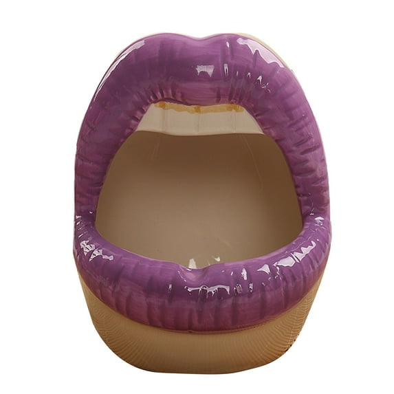LYINGF Creative Ceramic Cigarette Ashtrays with Lips Style, Fashion Home Decorations, Ceramic Lips Ashtray Gift for Living Room, Office, Desk and Home Decor