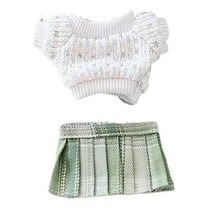 ​​LYINGF​​ Crocheted Sweater and Pleated Skirt Set for Dolls - Handmade Style Doll Clothes Compatible with 15cm & 17cm Dolls, Premium Clothing Set for Fashion Display