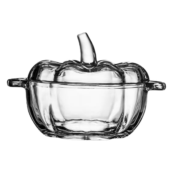 LYINGF Crystal Pumpkin Jar with Lid, Glass Decorative Wedding Candy Bowl, Snack Candy Dish Storage with Lid, Organizer Canisters, for Fall Thanksgiving Halloween Party Centerpieces, Home Decor