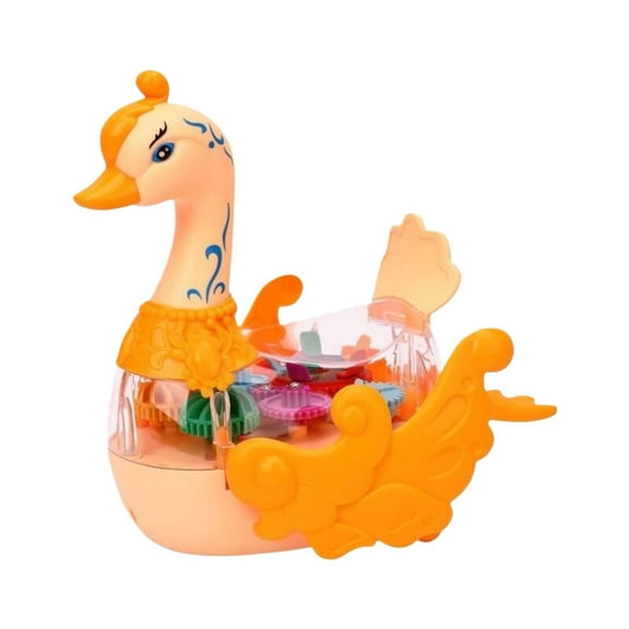 LYINGF Cute Electric Swan Toy Electronic Swan Animal Vehicle Car Auto Driving, Transparent Gears, Music, Luminous Lights, Baby Toddler Kids Birthday Gifts
