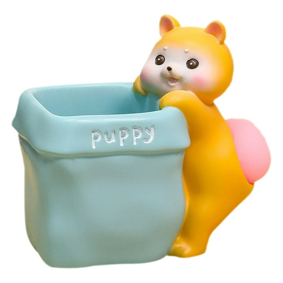 LYINGF Cute Small Pet Themed Creative Pen Holder, Made of Resin Material with Various Cute Shapes, for Desktop Storage Study Home Decoration, Animal Figurine, Organizer, Novelty Gift