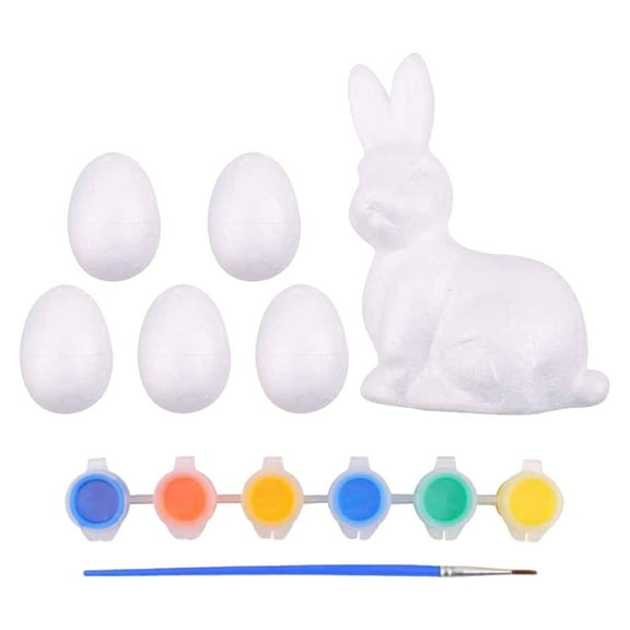 LYINGF DIY Foam Easter Bunny Decorations - Hand-Painted Children’s Craft Kit, Spring Party Activity Supplies, Non-Durable Holiday Tabletop Ornaments, Bunny Egg Art Project for Kids