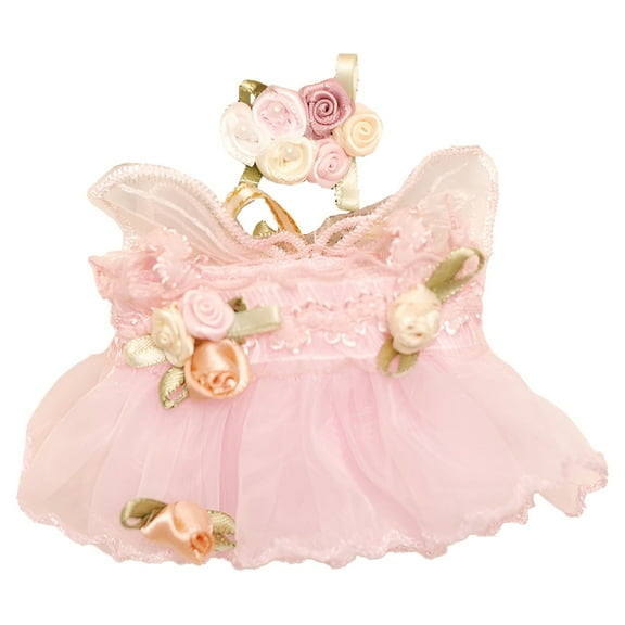 ​​LYINGF Doll Clothes Set Compatible with 15-17cm Doll, Summer White Dress Princess Dress Outfit Set Clothing with Rose Flower Headpiece, Doll Clothe & Accessories