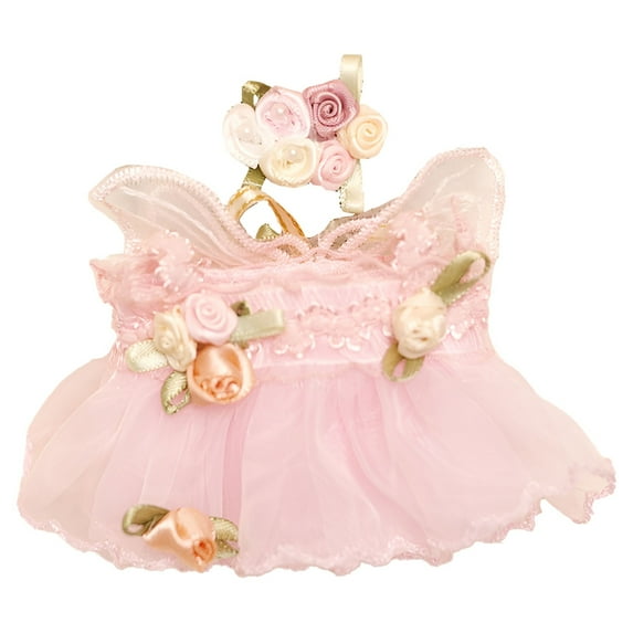 LYINGF Doll Clothes Set Compatible with 15-17cm Doll, Summer White Dress Princess Dress Outfit Set Clothing with Rose Flower Headpiece, Doll Clothe & Accessories