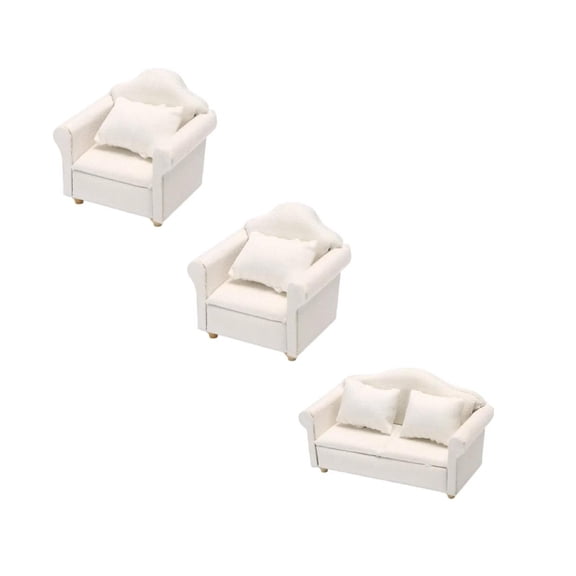 LYINGF Dollhouse Sofa with Smooth Edges - DIY Living Room Furniture for Miniature Houses, Complete Dollhouse Decoration Accessories for Realistic Room Displays