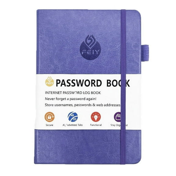LYINGF Elegant Hardcover Password Book with Alphabetical Tabs, Internet Website Address and Login Password Keeper Organizer, Includes Notes Section and Back Pocket for Secure Information Storage