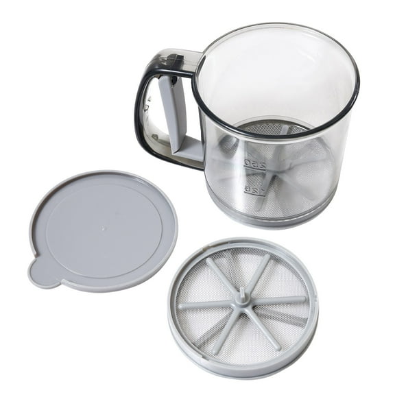LYINGF Flour Sifter for Baking, Double Layer Stainless Steel Powder Sifter with Lid, Semi-Automatic Handheld Flour Sieve, Fine Mesh Screen Sifter, for Sifting Flour, Sugar, Powdered Sugar, Cocoa 
